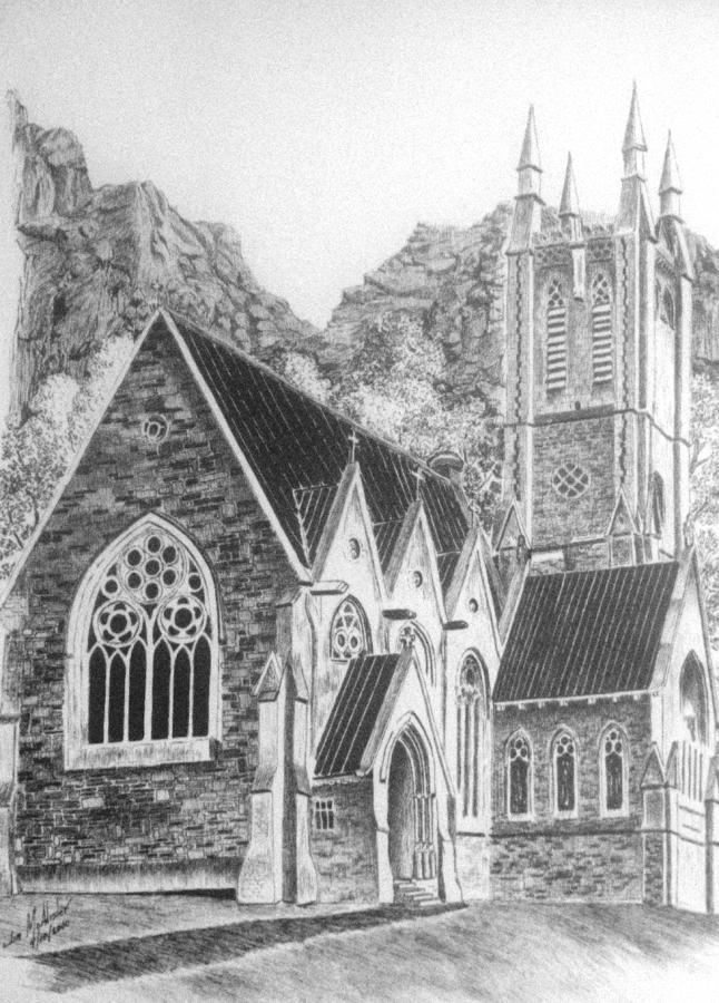 Kylemore Abbey Gothic Chapel Drawing by Jimmy McAlister