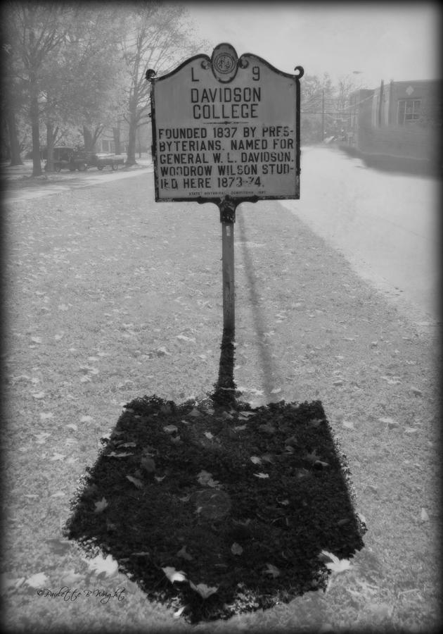 L 9 Davidson College Historical Marker bw Photograph by Paulette B Wright