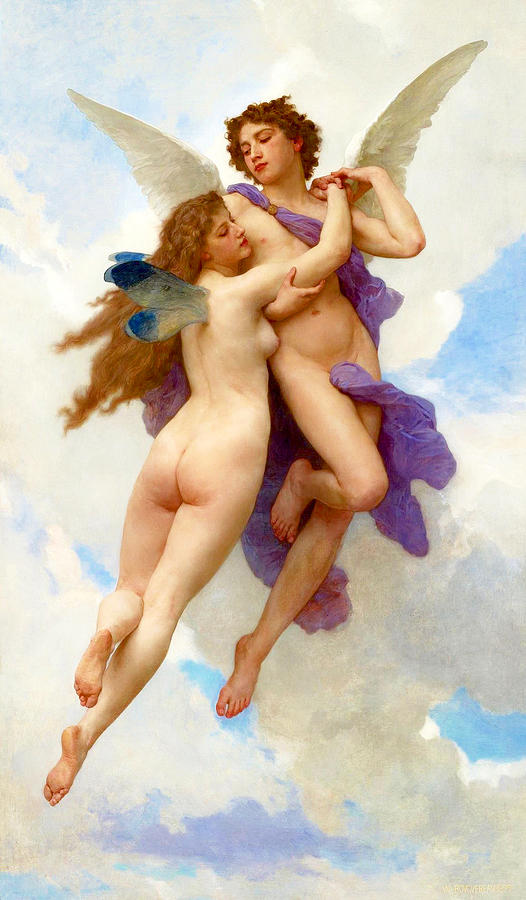 L Amour et Psych Painting by William-Adolphe Bouguereau