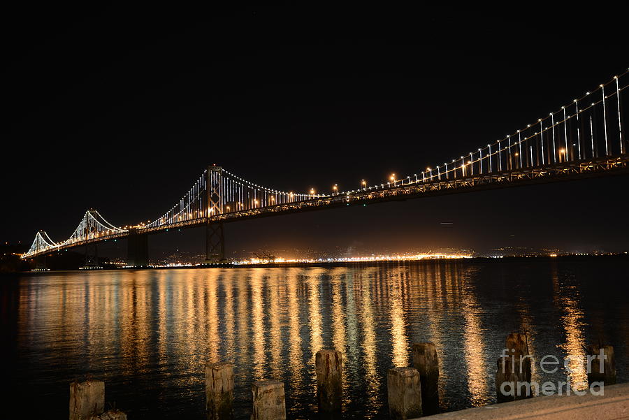 L E D Lights on the Bay Bridge Photograph by David Bearden