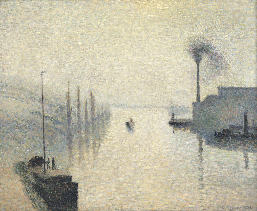 L Ile Lacroix. Rouen. The Effect of Fog Painting by Camille Pissarro