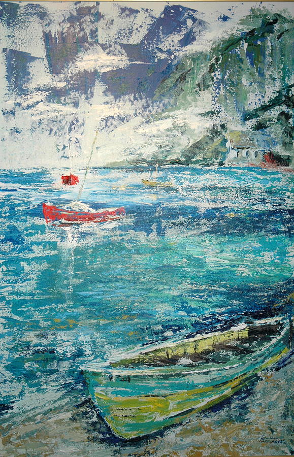Boat Painting - La Baie du Lac Champlain by Tisha Wood