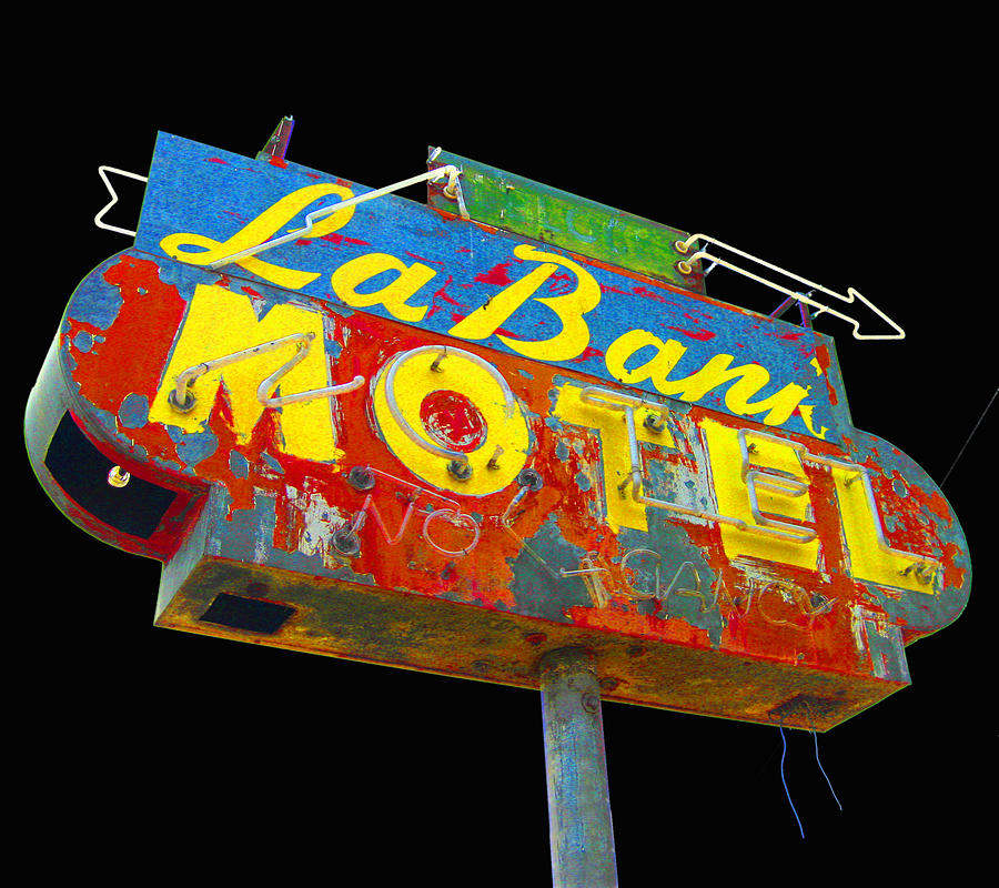 La Bank motel - black Photograph by Larry Hunter