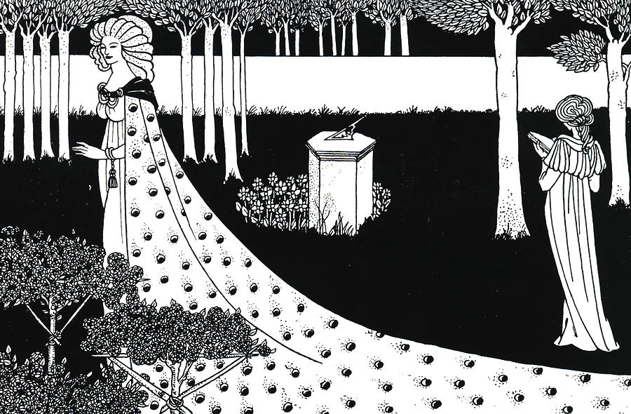 Aubrey Beardsley Drawing - La Beale Isoud at Joyous Gard by Aubrey Beardsley