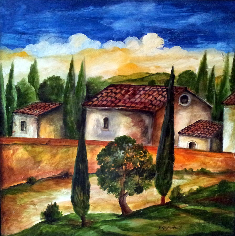 La casa e il viale Painting by Roberto Gagliardi