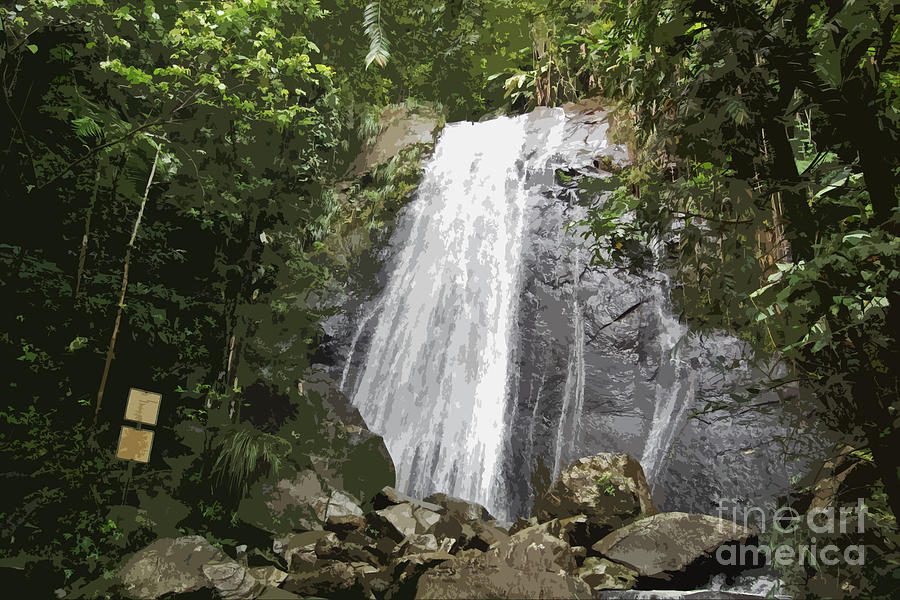 Nature Digital Art - La Coca Falls El Yunque National Rainforest Puerto Rico Print Cutout by Shawn OBrien