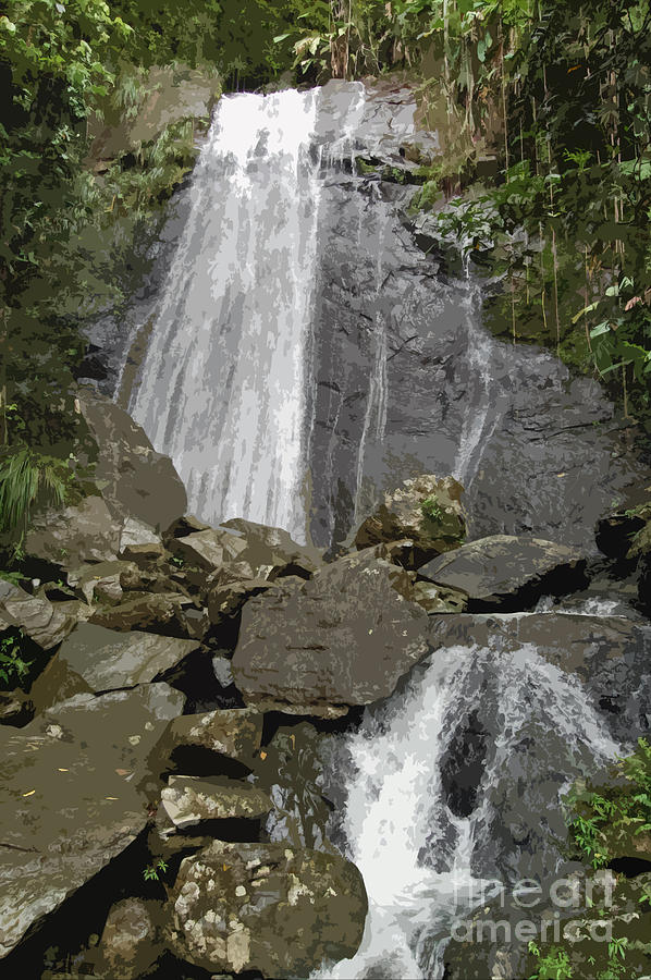 La Coca Falls El Yunque National Rainforest Puerto Rico Prints Cutout Digital Art by Shawn OBrien