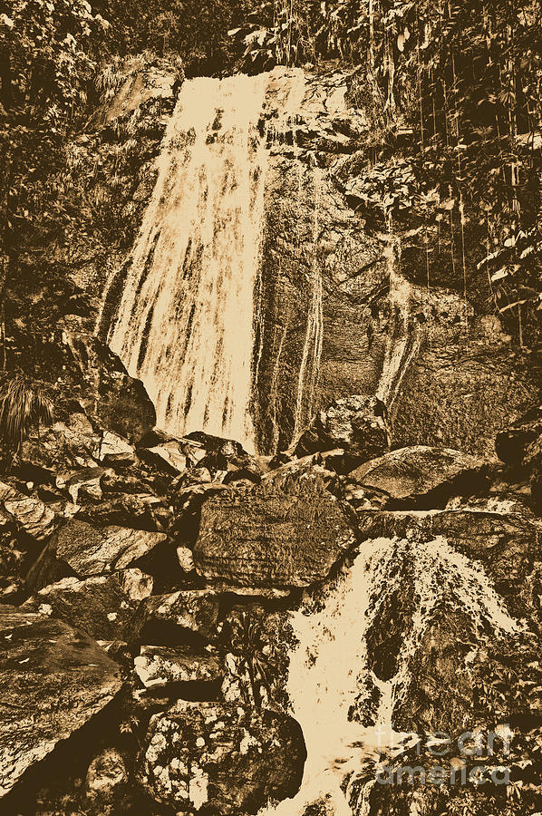Nature Photograph - La Coca Falls El Yunque National Rainforest Puerto Rico Prints Rustic by Shawn OBrien