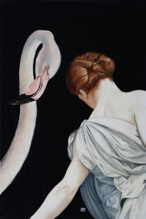 La Donna E Il Fenicottero Painting by Danka Weitzen