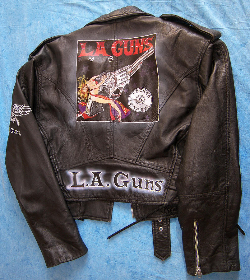 L.A Guns airbrushed leather jacket Mixed Media by Danielle Vergne ...