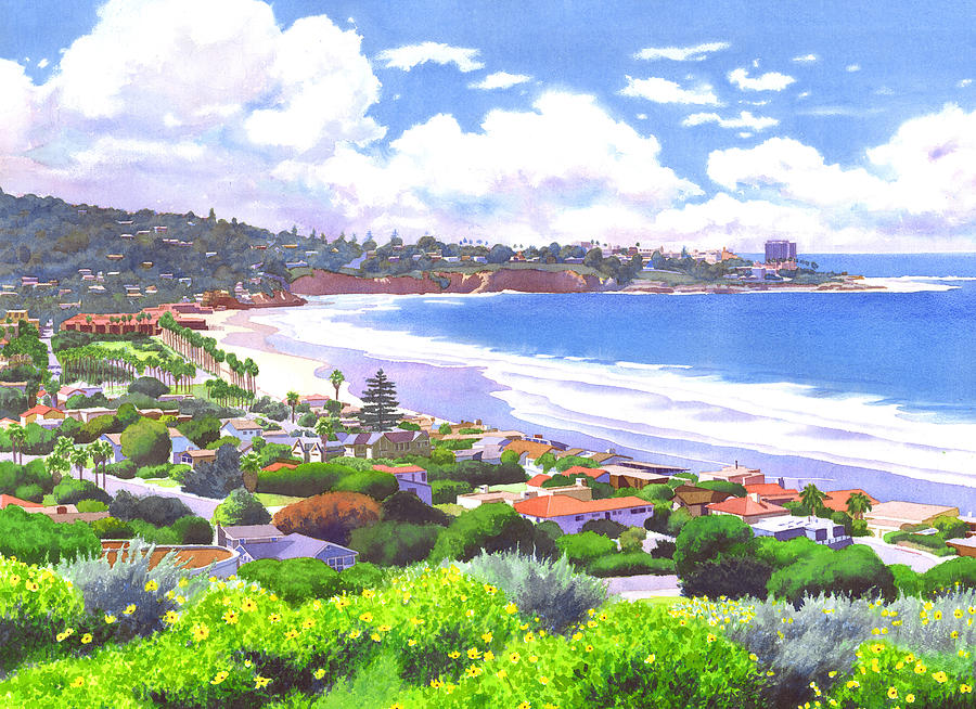 Landscape Painting - La Jolla California by Mary Helmreich