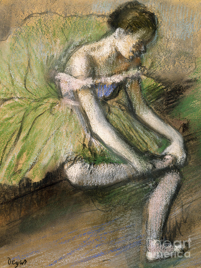 La Jupe Verte Pastel by Edgar Degas