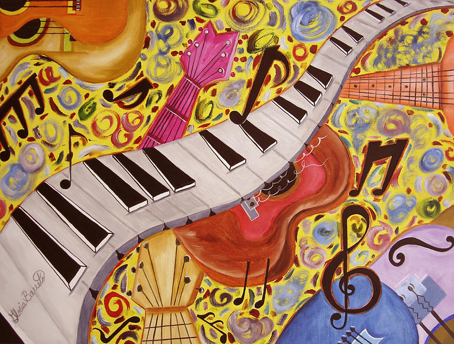 La Musica Painting by Gloria E Barreto-Rodriguez
