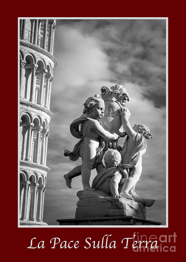 Christmas Photograph - La Pace Sulla Terra with Fountain of Angels  by Prints of Italy