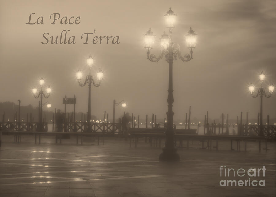 Lamp Photograph - La Pace Sulla Terra with Venice Lights by Prints of Italy