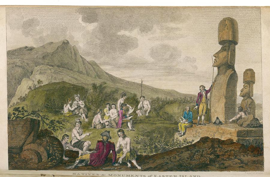 La Perouse Visits Easter Island Drawing by Mary Evans Picture Library ...
