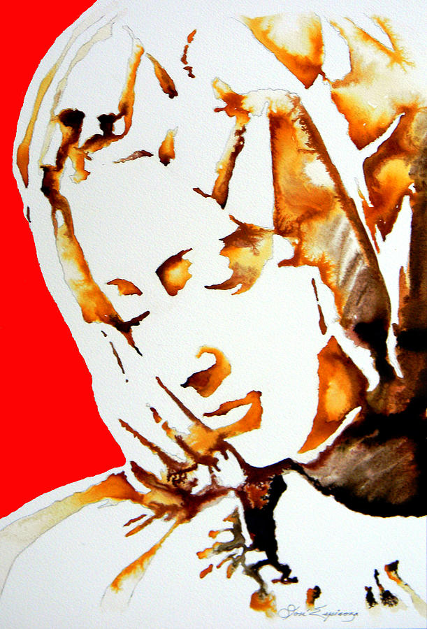 RED VIRGIN .  Michalengelo Tribute Painting by J U A N - O A X A C A