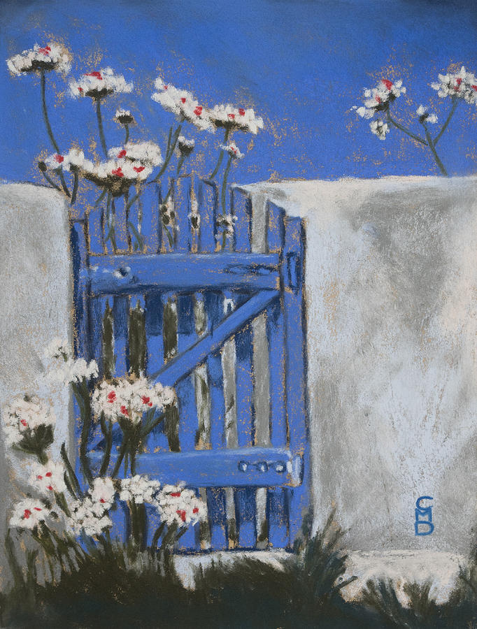 Flower Drawing - La Porte Bleue by Cristel Mol-Dellepoort