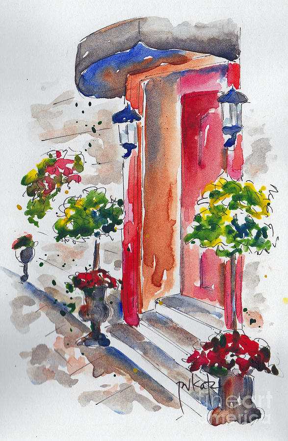 Impressionism Painting - La Porte Rouge - Vieux Quebec by Pat Katz
