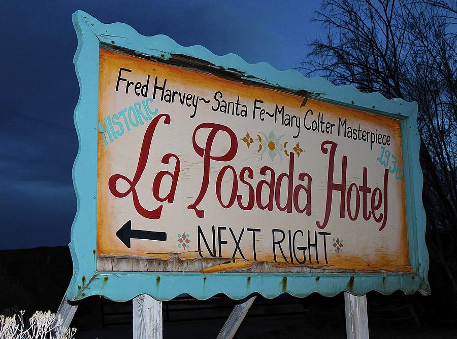 La Posada Hotel Sign Photograph by Barbara Zahno