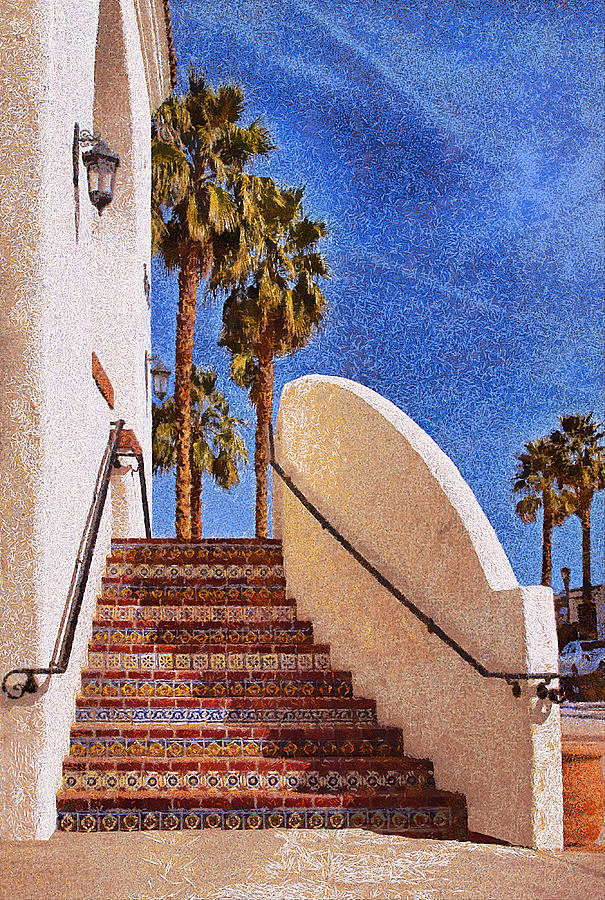 La Quinta Outdoor Stairs Painting by Viktor Savchenko