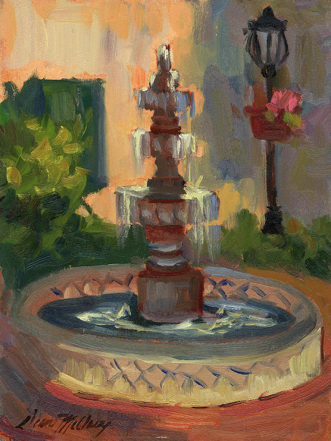 Mountain Painting - La Quinta Resort Fountain by Diane McClary