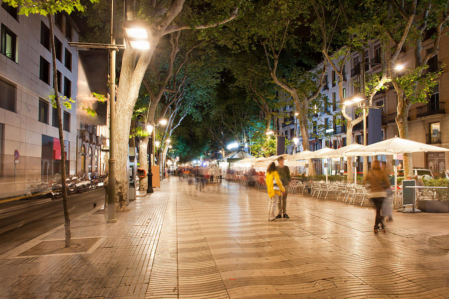 La Rambla at Night  in Barcelona Photograph by Artur Bogacki