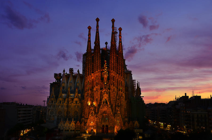 La Sagrada Familia at Sunset Photograph by Jack Daulton