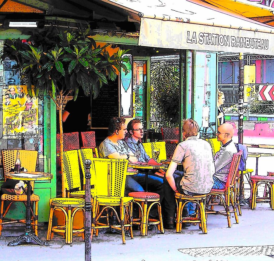 Corner Paris cafe scene, La Station Rambuteau wine bar Photograph by Jan Matson Corner Paris cafe scene, La Station Rambuteau wine bar Photograph by Jan Matson