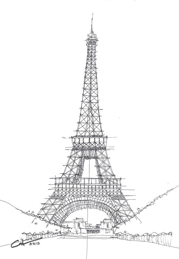 La Tour Eiffel Sketch Drawing by Calvin Durham