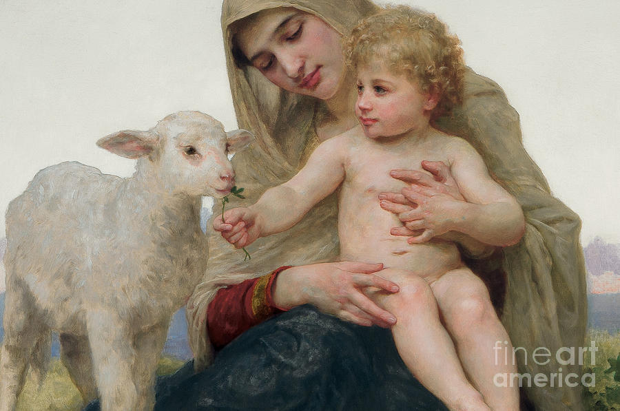 La Vierge a lAgneau Painting by William-Adolphe Bouguereau