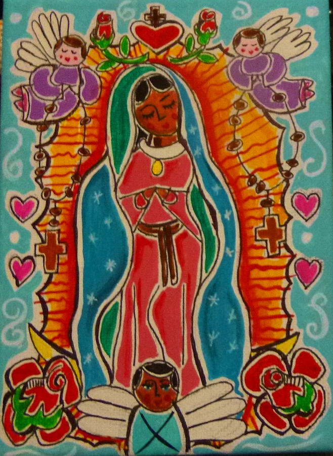 Rose Painting - Virgen De Guadalupe  #1 by Lilia  Estrada