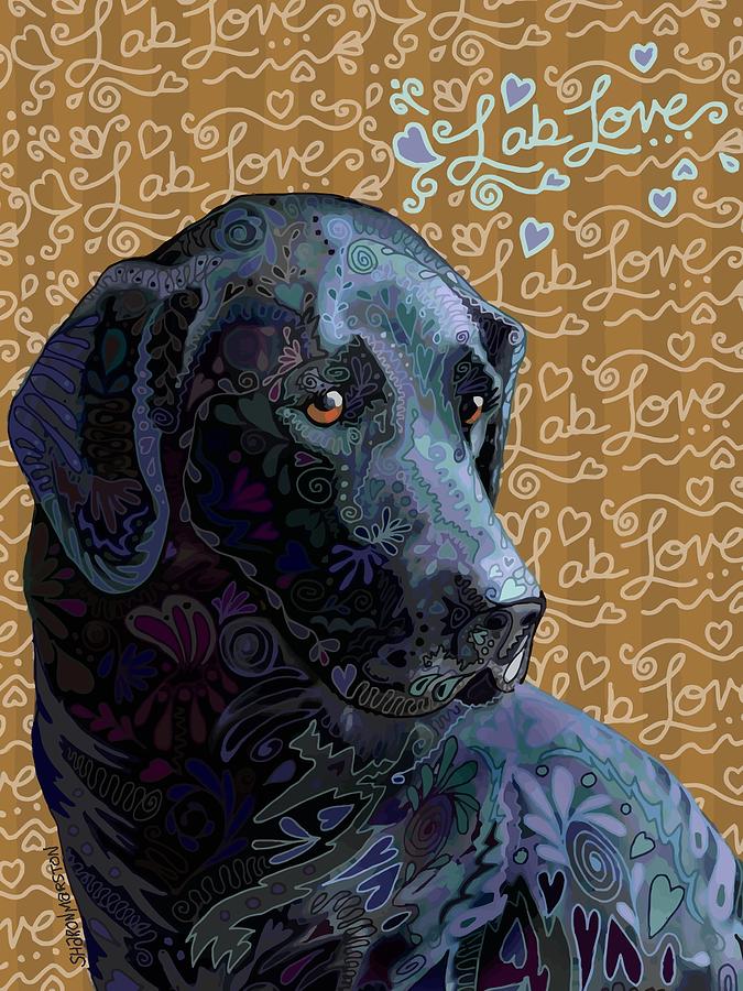 Dog Painting - Lab Love Black by Sharon Marcella Marston