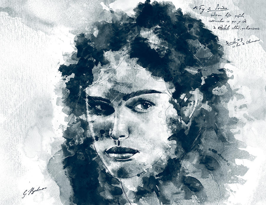Face Sketch Digital Art - Labans Daughter by Gary Bodnar