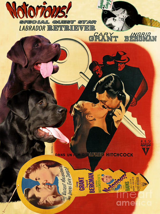 Dog Painting - Labrador Retriever Art Canvas Print - Notorious Movie Poster by Sandra Sij