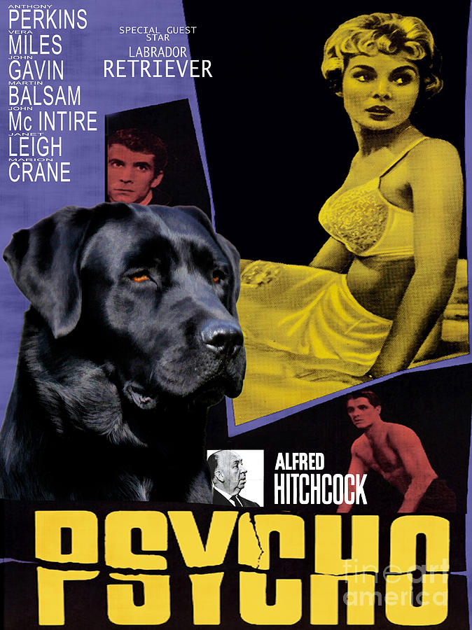 Labrador Retriever Art Canvas Print - Psycho Movie Poster Painting by Sandra Sij