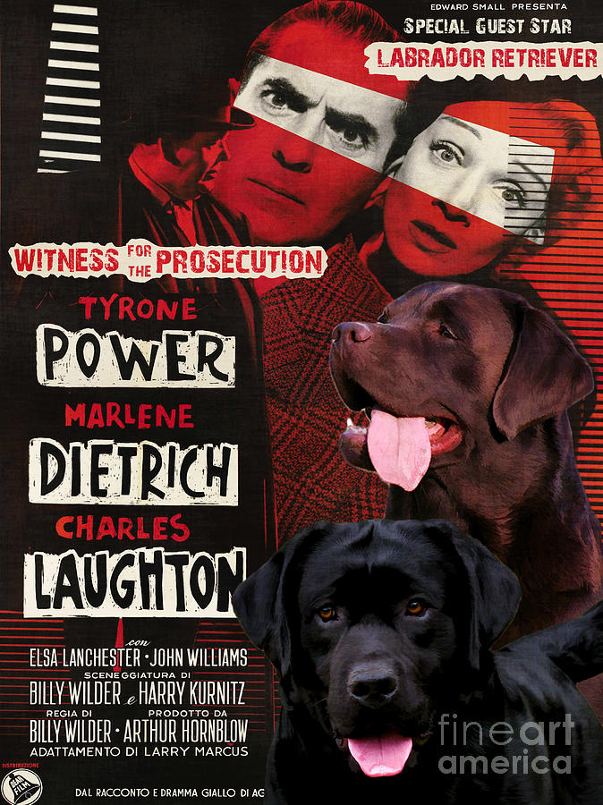 Labrador Retriever Art Canvas Print - Witness for the Prosecution Movie Poster Painting by Sandra Sij