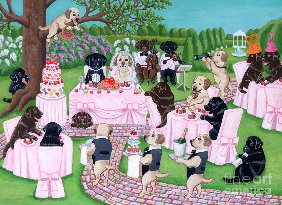 Labrador Wedding Party Painting by Naomi Ochiai