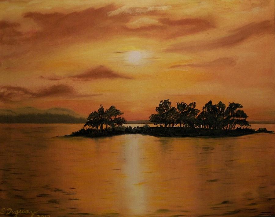 Lac La Biche  Sunset Painting by Sharon Duguay