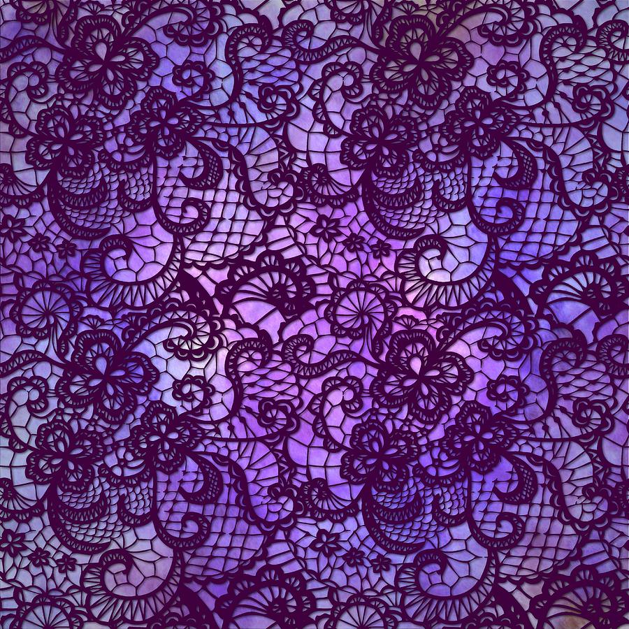 Lace Digital Art - Lace -5 - purple by Lilia S