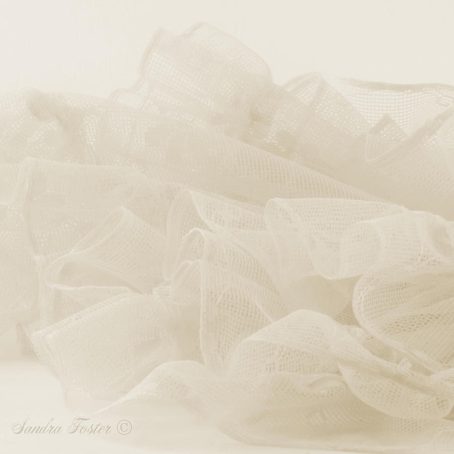 Lace And Ruffles Tablecoth In Sepia Photograph by Sandra Foster