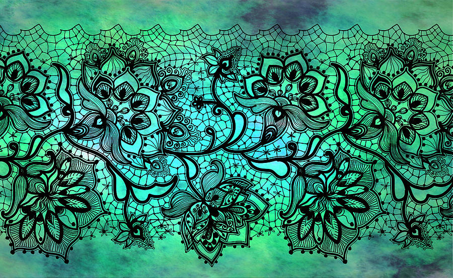Lace Digital Art - Lace - Malachite by Lilia S