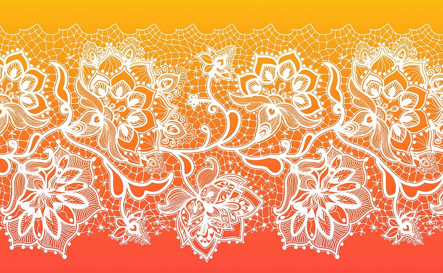 Lace - Orange Digital Art by Lilia S