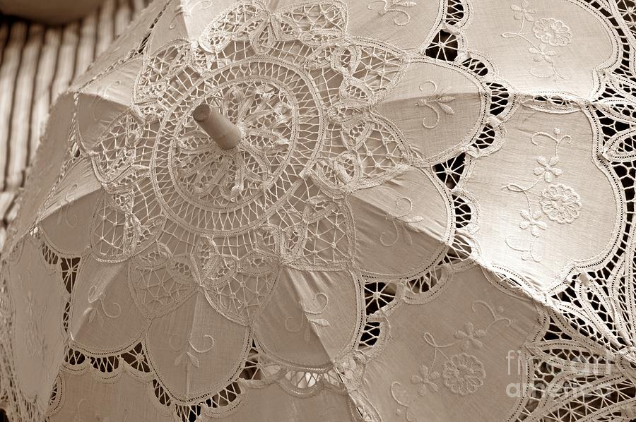 Lace Parasol in Sepia Photograph by Lilliana Mendez
