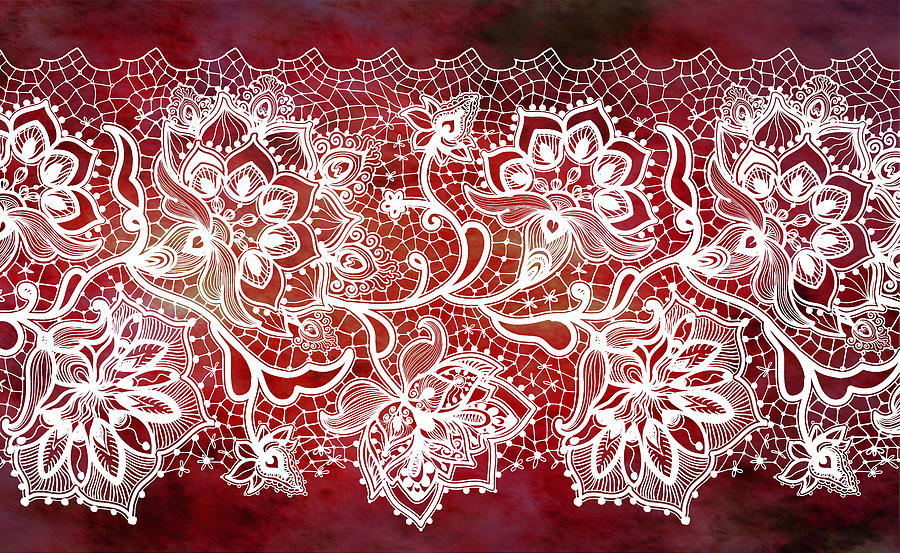 Lace - Ruby Digital Art by Lilia S