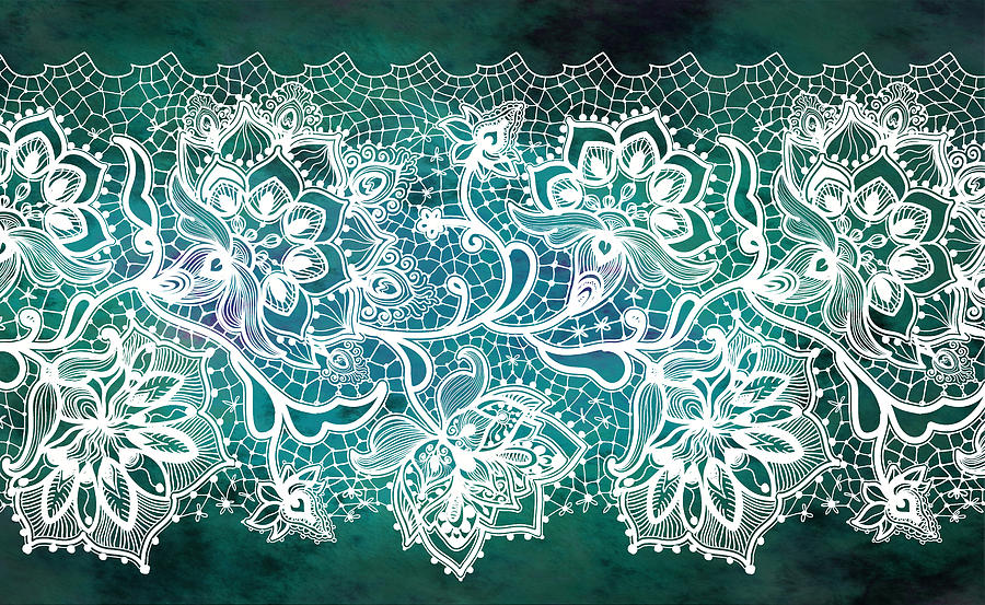Lace - Teal Digital Art by Lilia S