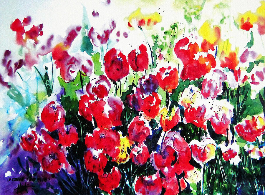 LaConner Tulips Painting by Marti Green