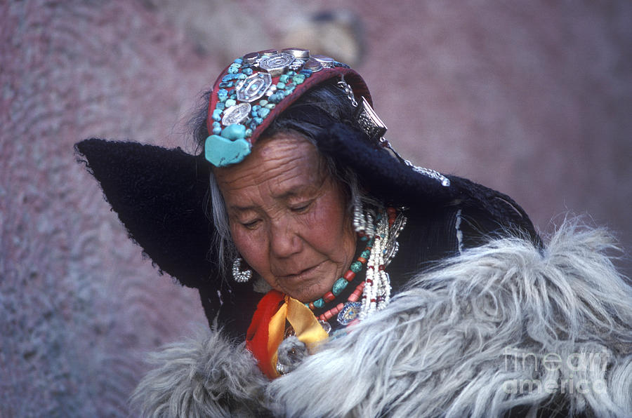 Ladakhi Woman With Perak - Ladakh India Photograph by Craig Lovell