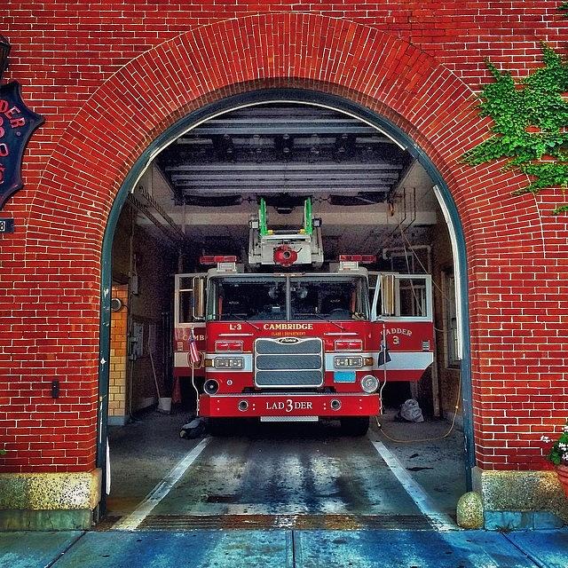 City Photograph - Ladder 3 #cambridgefiredepartment by Ryan Laperle