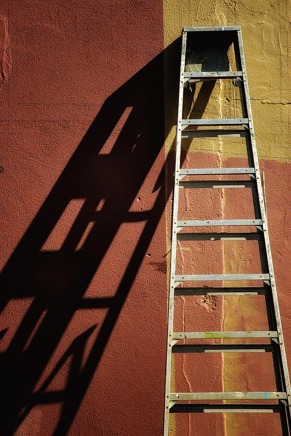 Ladder And Shadow On The Wall Photograph by Gary Slawsky